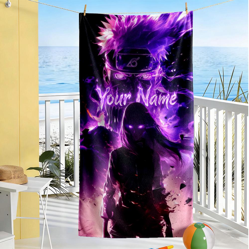 Naruto Character Personalized Name Beach Towel High Absorbency & Quick-Dry Ideal for Travel Outdoor Swim Pool Yoga Surf Camping Hiking Gym Gift Holida