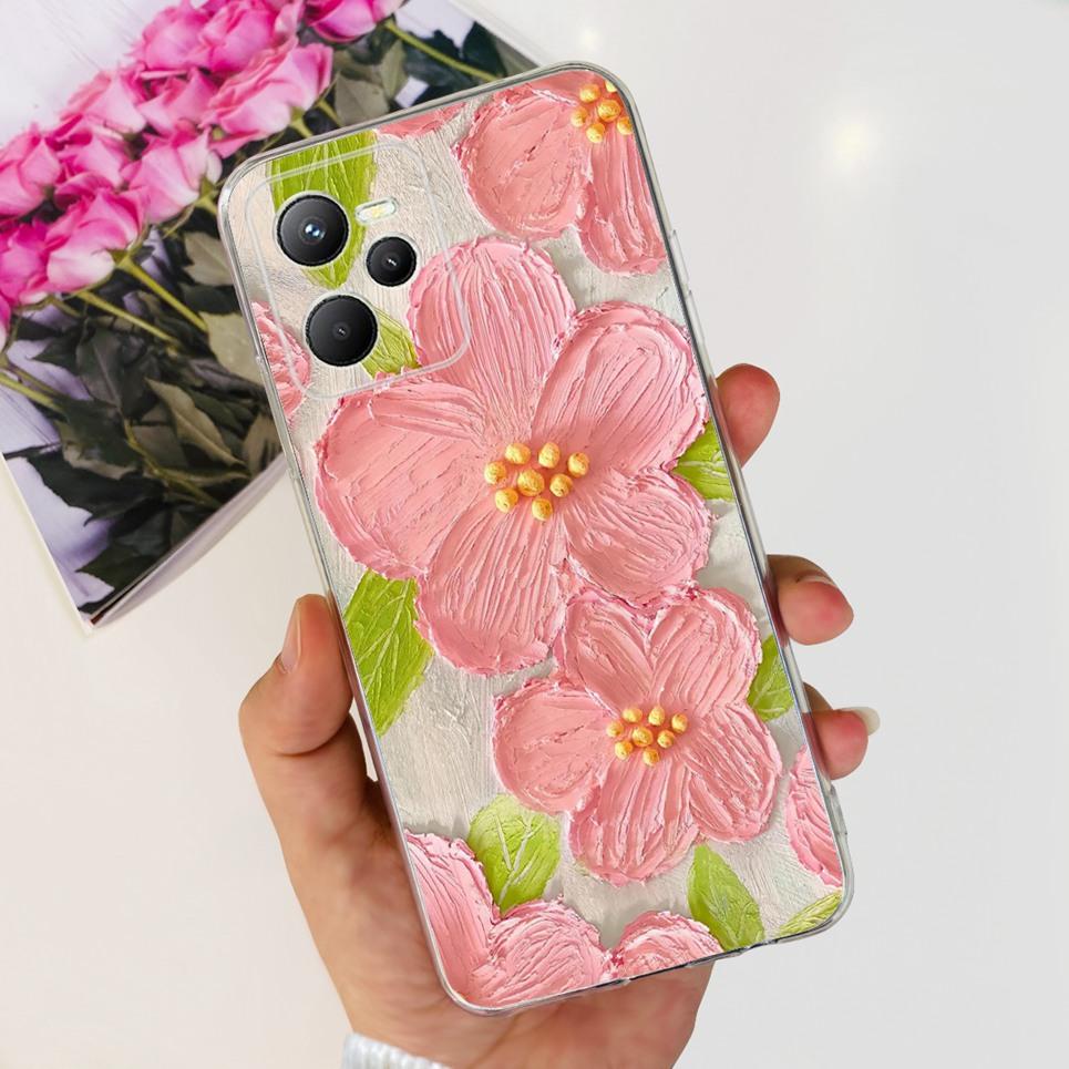 Чехол для Realme C35 RMX3511 Красивый Цветок Мягкий Силикон Fundas Маска для Телефона Для Realme Narzo 50a Prime Задняя Крышка Fundas