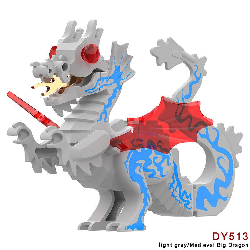 MOC Medieval Animal Zoo Farm Dragon Action Figures Building Blocks Gold Red Dragons Wolf Snake Monsters Beast Bricks Toys Gifts