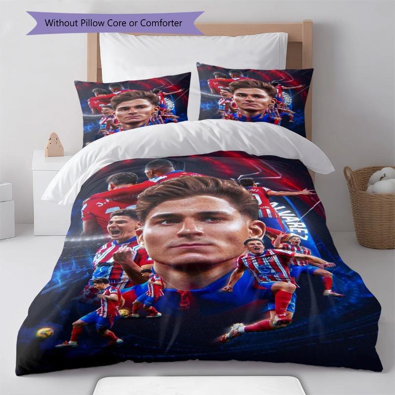Soccer Player Alvarez Team Collage Print 3 Pieces Duvet Cover Set Football Fan Bedding Bedroom Home Decor Without Pillow Core Comforter