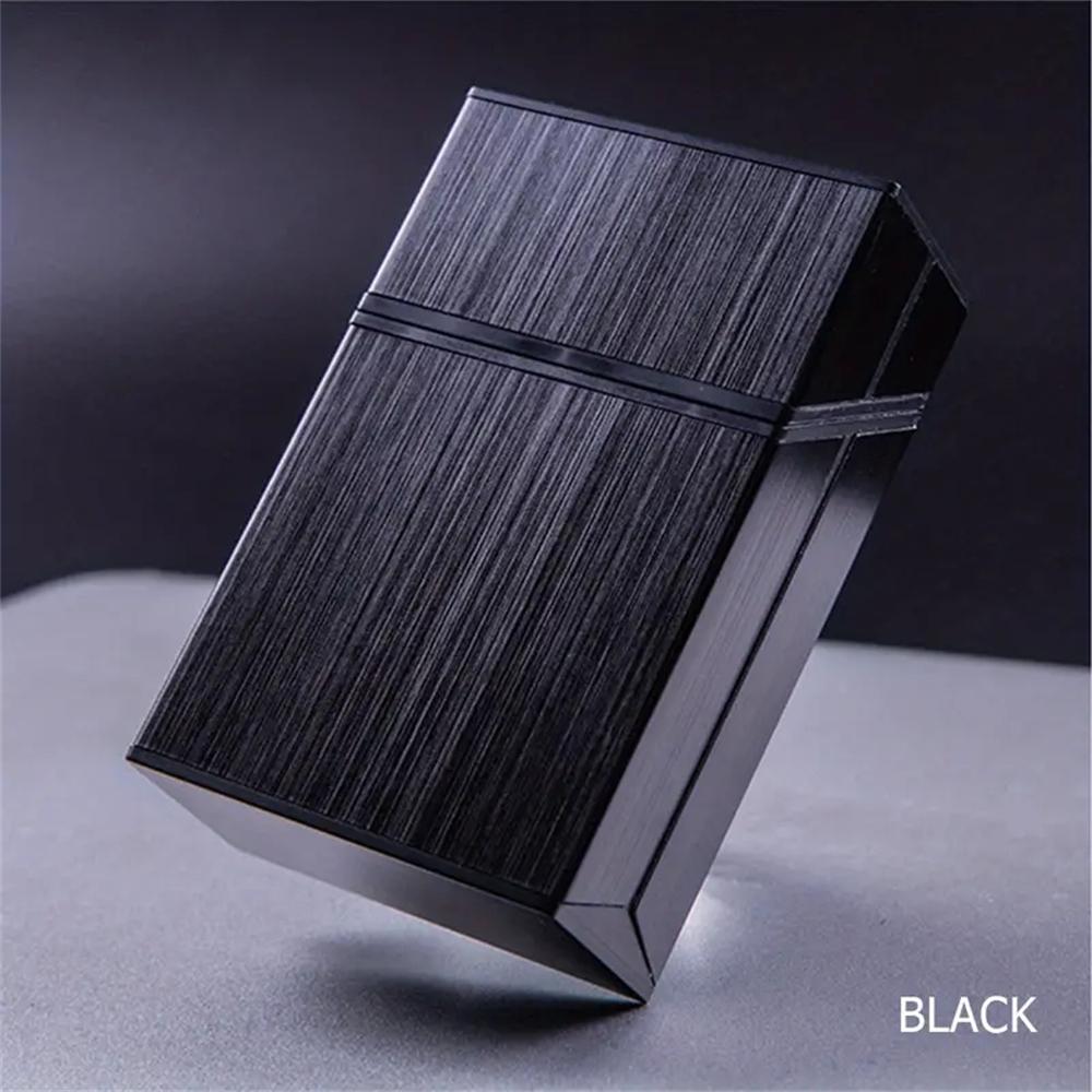 1pcs Portable Cigarette Case Metal Waterproof Cigarette Box 20pcs Capacity Flip Cover Storage Box Men's Gadget Smoking Tool Blac