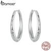 BAMOER Genuine 925 Sterling Silver Starry Ear Buckles Pave Setting CZ Star Hoop Earrings for Women Daily Wearing Fine Jewelry