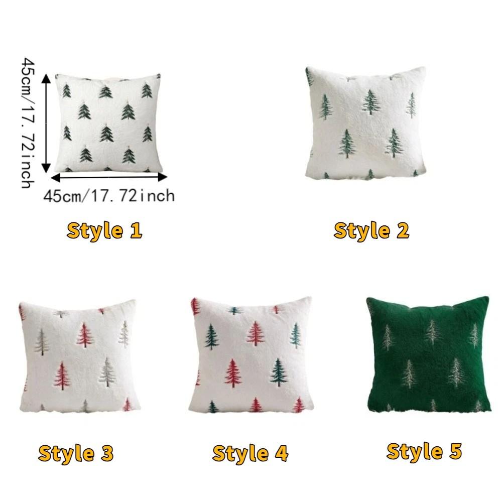 Soft Fluffy Holiday Pillowcase Xmas Tree Throw Pillow Cover Home Decor Plush Cushion Cover Bedroom