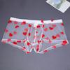 Мужское нижнее белье боксеры Эластичные со средней посадкой Перспективный дизайн с полым сетчатым узором Трусы-боксеры с узором в виде сердечек Подарок на годовщину