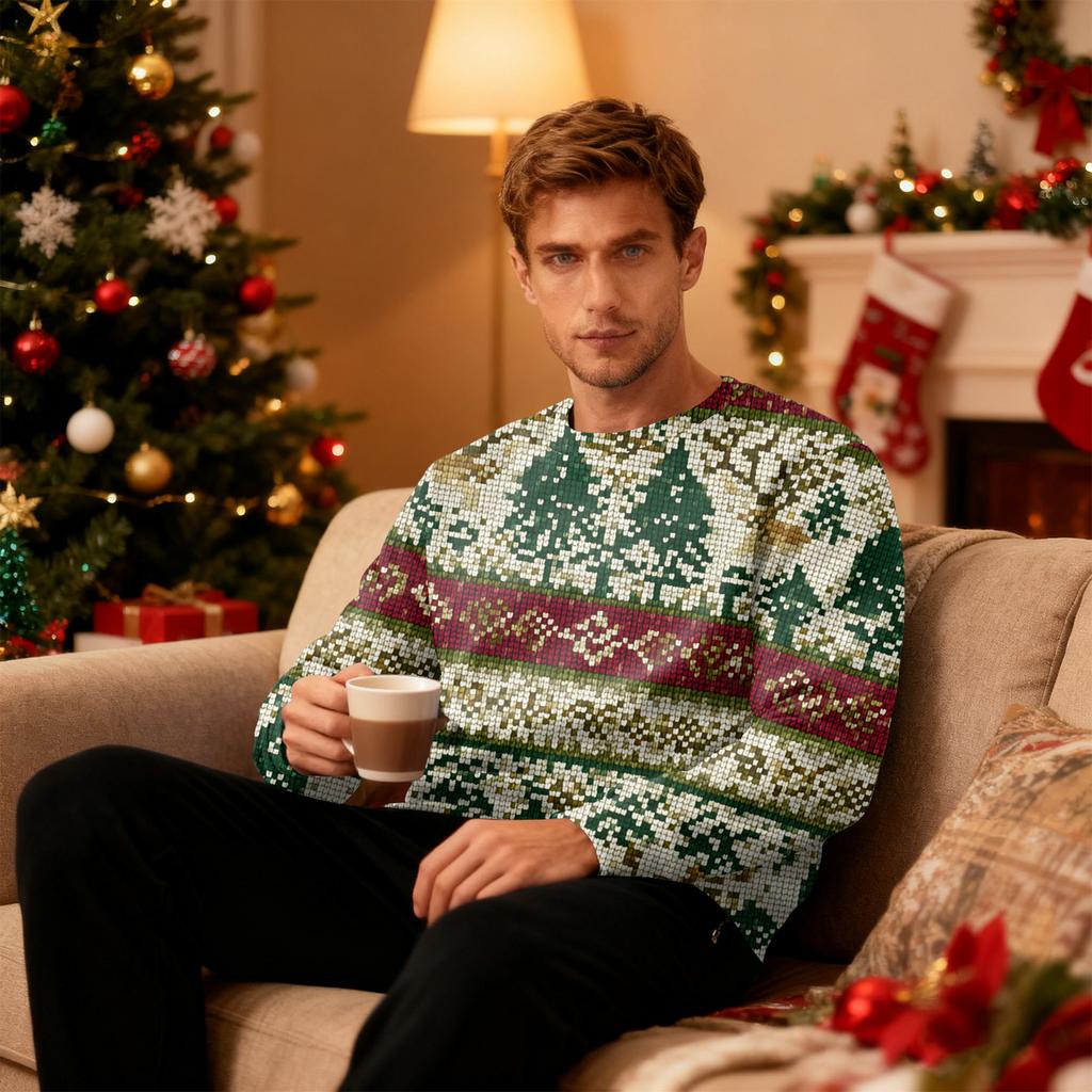 Мужская толстая теплая толстовка с флисовой подкладкой и круглым вырезом