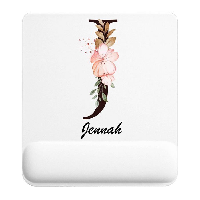 Tapis de souris - PLANETEE - Jennah Lettre Fleur - Multicolore - 22x18 cm - 3 mm antidérapant