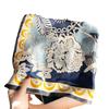 Spring New Blue Peony Printed Silk Scarf Women's Mulberry Silk Plain Crepe Satin Small Square Scarf Versatile Scarf