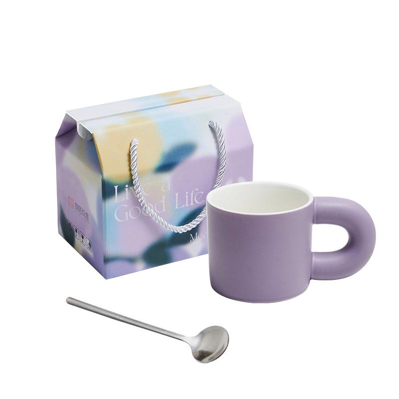 Кружка с цветной глазурью высокой ценности для жизни, подарочная коробка для мероприятия, кофейная чашка в стиле инс, чашка для воды, свадебный сувенир