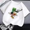 Miner Crafted Child Round Neck Cotton T-Shirt Game Themed Print Short Sleeve Top Casual Tees for Boys Summer Clothing Kids Gifts