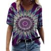 Summer Fashion Trend Women's V-neck Short Sleeved Top with 3D Digital Printing Loose Fitting Pullover T-shirt