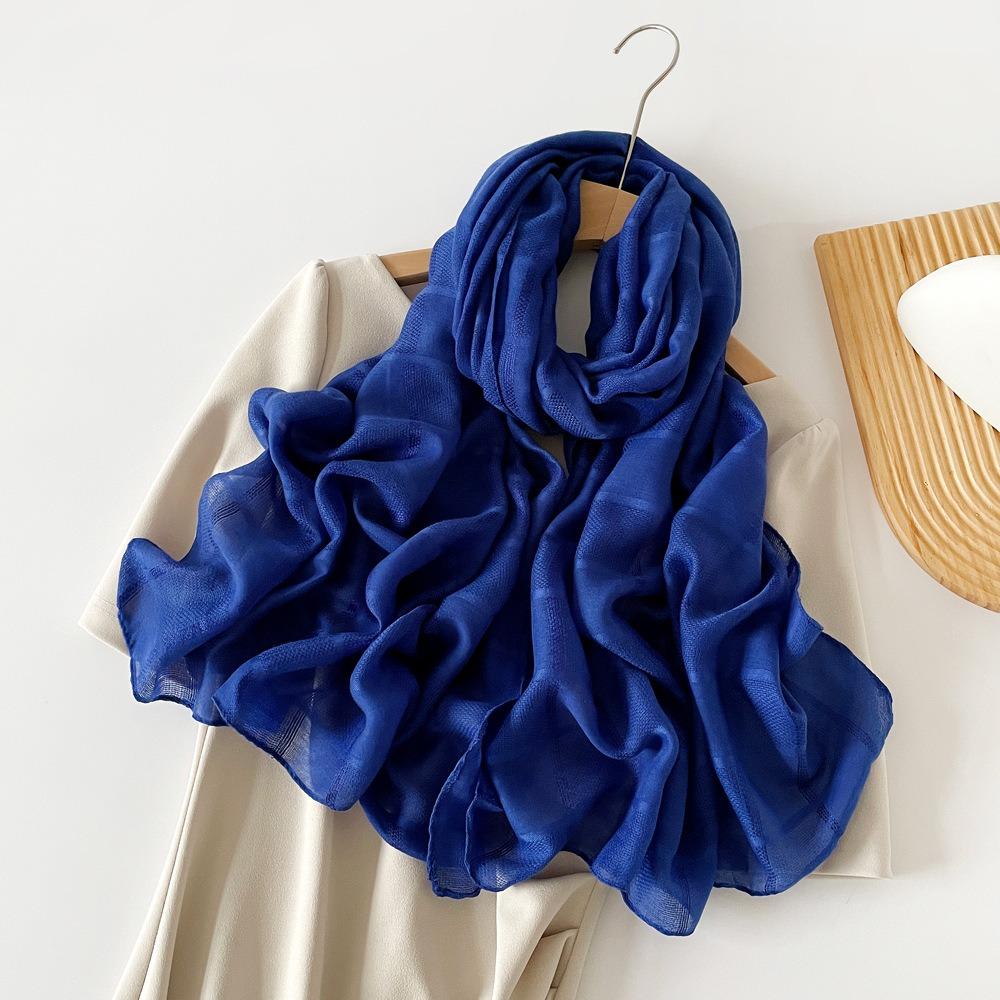 Элегантные женские шали корейские длинные шелковые шали простые роскошные шелковые шарфы женские