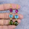 Peridot, Blue Topaz Gemstone 925 Sterling Silver Jewelry Earring 2.88" M-2651