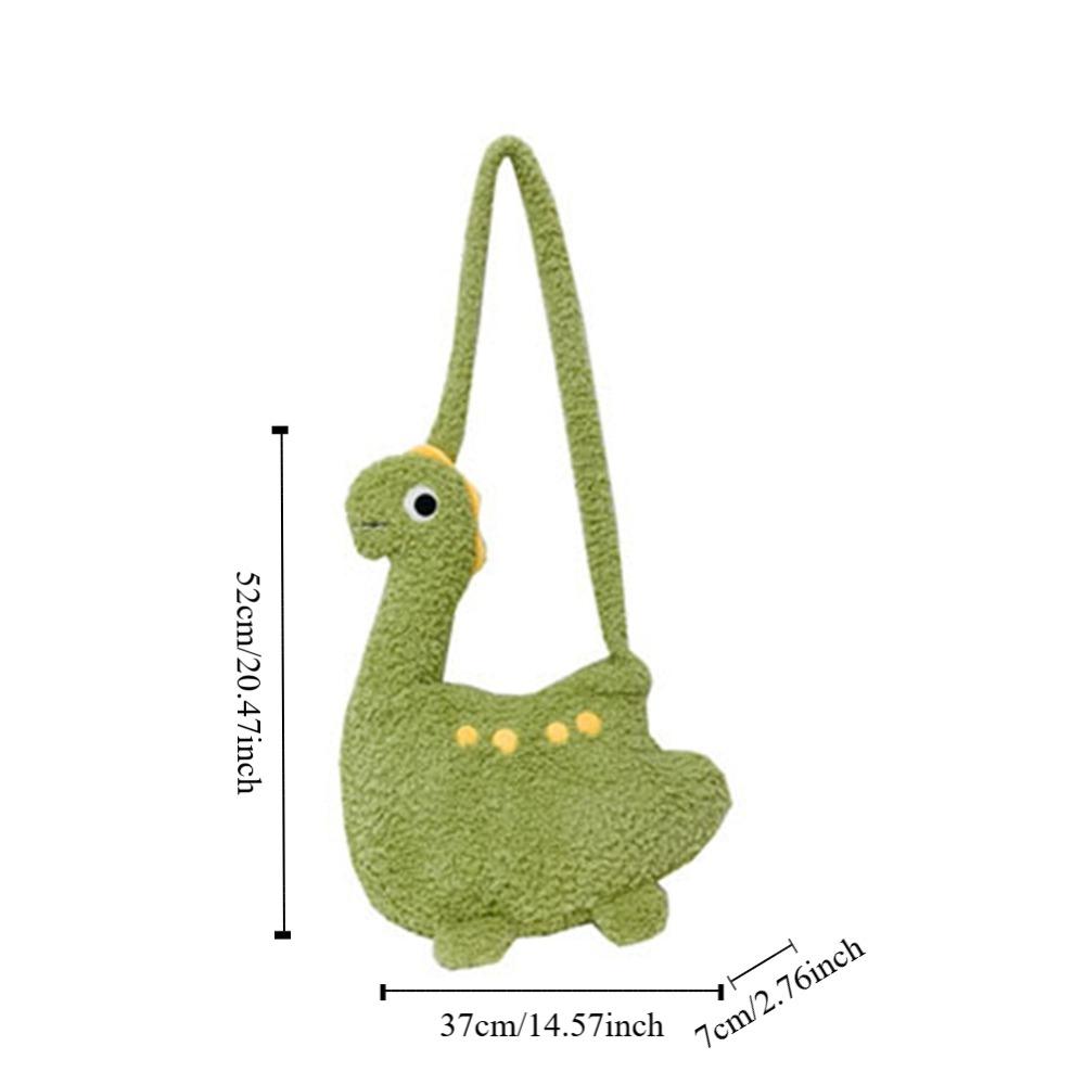 Zipper Cartoon Crossbody Bag Solid Color Shoulder Bags Lightweight Long Neck Dinosaur Bag Girls