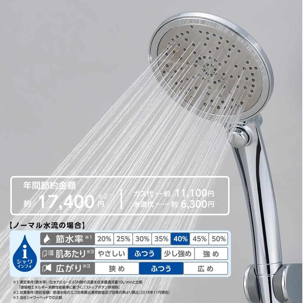 SANEI Large Metallic Shower Head Hand Stop Plated Large Shower Board Plenty of Water Saving Rate Made In Japan 40% PS3503-81XA-CHA20-EC
