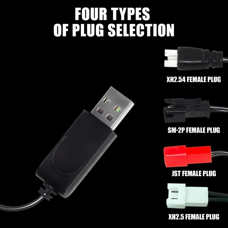 Умное зарядное устройство для литиевых батарей 3,7 В, USB-кабель для зарядки с многоголовым выходом для устройств с дистанционным управлением, Черный