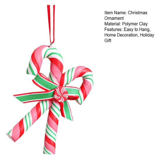 Рождественский леденец, украшение, красочная полимерная глина, мятная конфета-трость, подвесное украшение