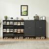 120 x 24 cm Shoe Cabinet with Grooved Front – Height-Adjustable with Anti-Tip Device and Decorative Table for the Hallway, in Black