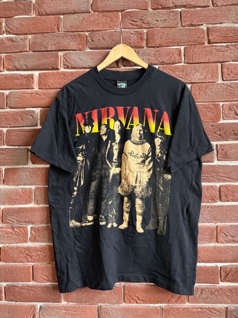 Rare Vintage 00s Nirvana Kurt Cobain Grunge Band Tee L Black Unisex T-Shirt