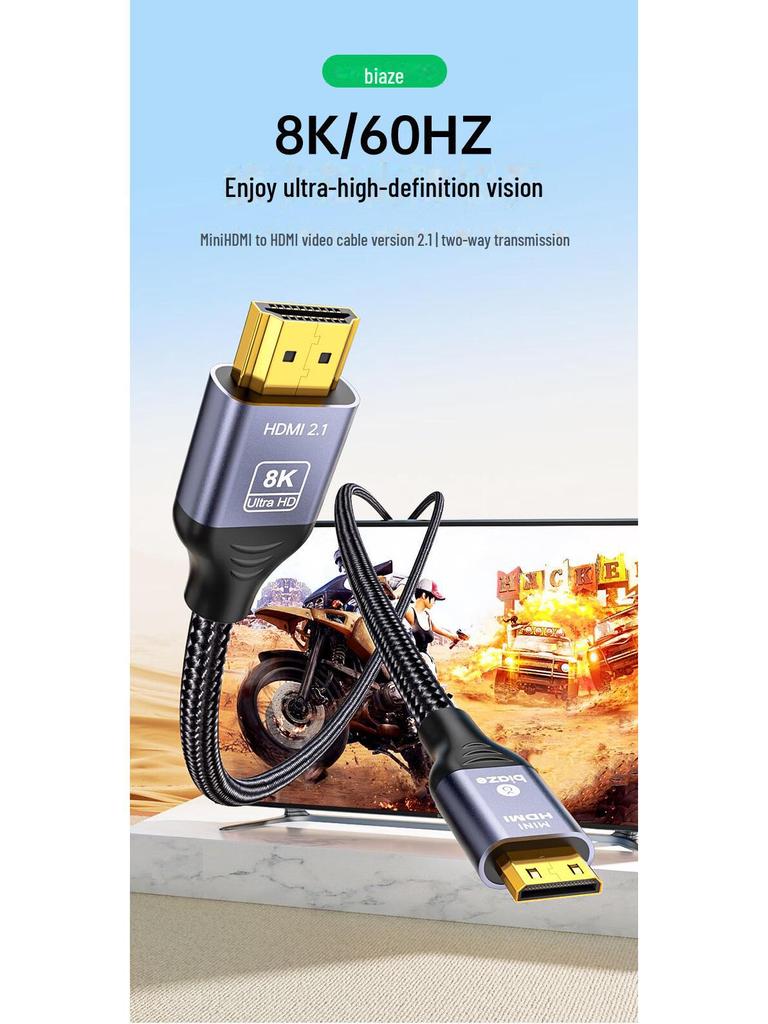 Biaz 8K Mini HDMI To HDMI 2.1 Adapter Cable