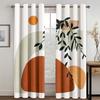 2pcs Abstract Boho Mid Century Curtain Modern Minimalist Geometric Palm Leaves Floral Plant Drapes Decor For Bedroom Window