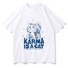 Футболка с принтом "Карма - это кошка", мультяшный принт, Харадзюку, Каваи, футболка с коротким рукавом, милая хлопковая футболка, унисекс, высокое качество, ретро одежда