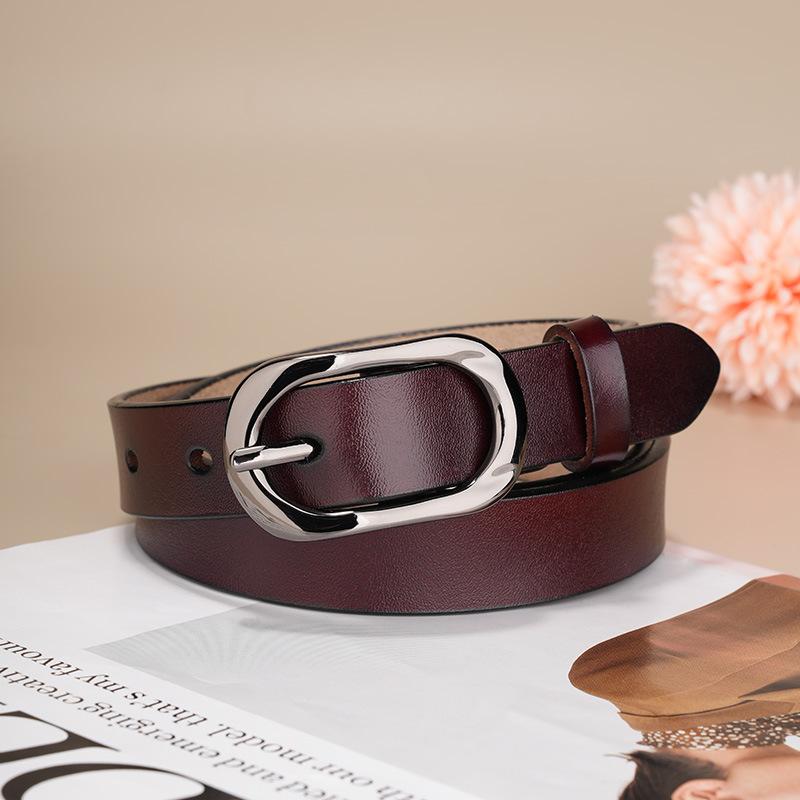 Женский ремень Формальная одежда Профессиональная одежда Воловья кожа Пряжка Ремень для брюк Слим OL стиль Универсальный Бизнес Черный ремень Женский