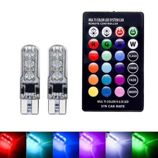 2шт T10 W5W 5050 6SMD RGB светодиодные автомобильные клиновые лампы с дистанционным управлением