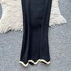 Summer Women Designer Black Knitted Sweater Two Piece Set Short Tank Pullover Top and Long Maxi Sheath Skirt Suit