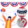 USA Pleated Fan Flag American US Bunting Flag 45x90cm/90x180cm Red White And Blue Buntings Decoration July Fourth Outside Decor