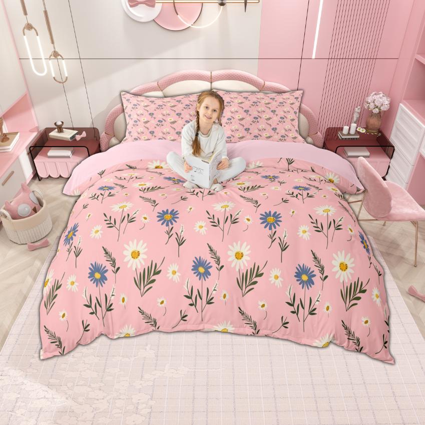 Homewish Красочный Цветочный Комплект Пододеяльника для Девочек 2/3 шт. Милый Маргаритка Клубника Постельное Белье Вишневый Цветок Клетчатый Комплект Постельного Белья