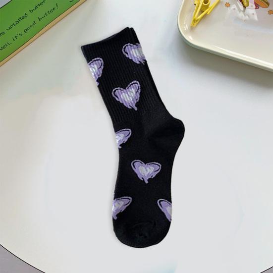 1 пара носков до середины икры, корейские носки с вышивкой в виде сердца, каваи, хип-хоп, соответствующие цвета, противоскользящие, мягкие, без запаха, впитывающие пот, женские спортивные носки на четыре сезона