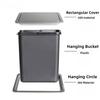 Shaking Countertop Trash Bin Built in Sink Litter Bins Luxury Stainless Steel Dustbin Large Capacity Kitchen Dustbins with Lid
