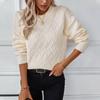 Solid Color Twist Knitted Sweater for Women Autumn and Winter New European and American Retro Round Neck Sweater for Women