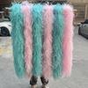6/10 Layer Multicolor Ostrich Feather Boa 2Meters Fluffy Ostrich Plumes Shawl For Party Lady Dress Clothing Diy Decoration Scarf
