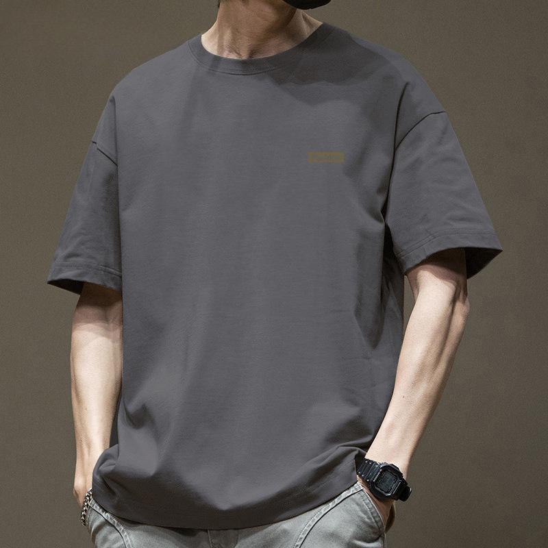 Мужская футболка с коротким рукавом из тяжелого хлопка в американском стиле, футболка свободного кроя для мужчин, футболка с круглым вырезом для мужчин,
