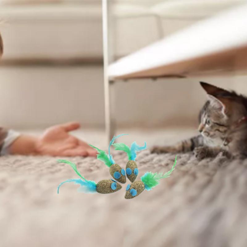 Мятная игрушка для кошек, кошачья мята в форме мыши с перьями, палочка для чистки моляров, кошачья закуска