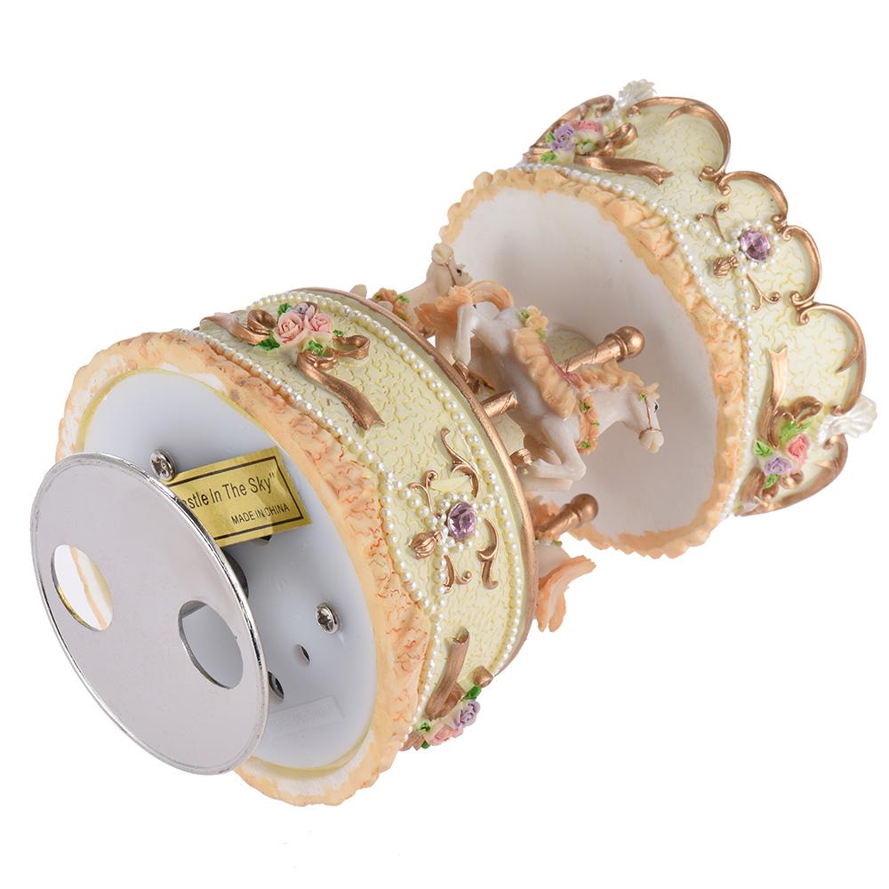 Музыкальная шкатулка Muslady Laxury Windup с 3 лошадьми, музыкальная шкатулка, художественное оформление/подарочный замок «Мелодия в небе»