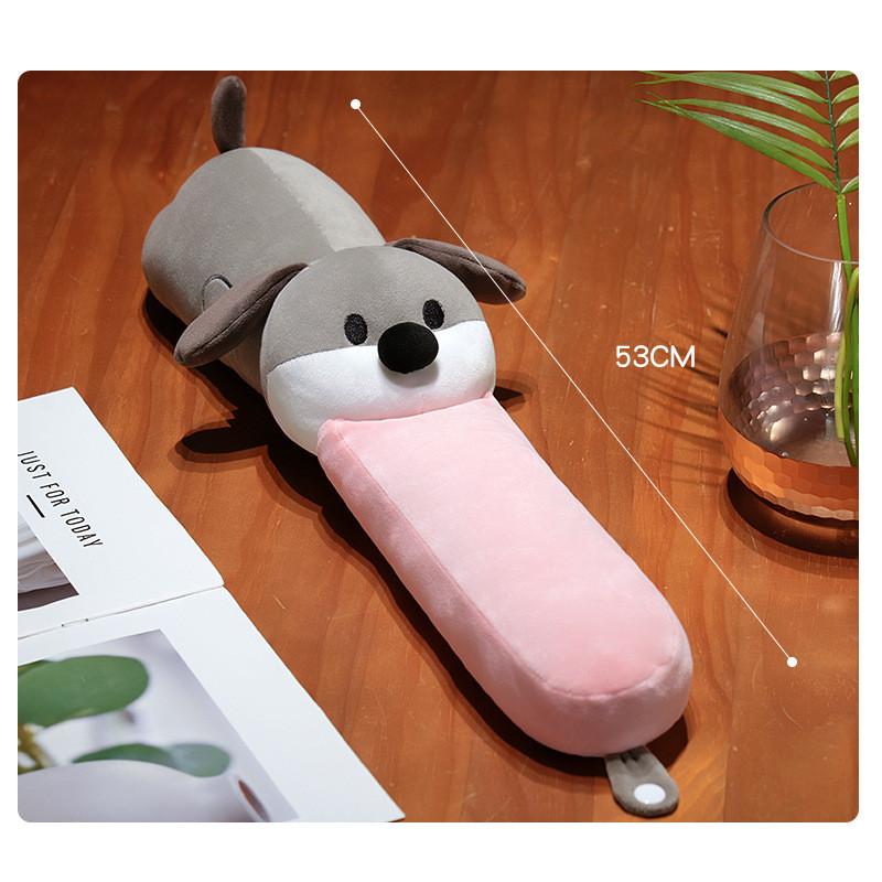 Cartoon Cute Long Tongue Puppy Design Portable Neck Pillow For Travel And Rest
