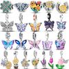 925 Sliver Charms Butterfly Flower Tulip Sunflower Beads Charm Pendant