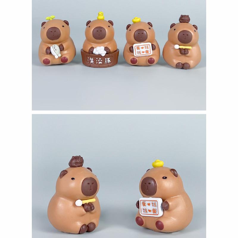 Cute Cartoon Bath Capybara Mini Model Ornament Set For Cute Toy Fans