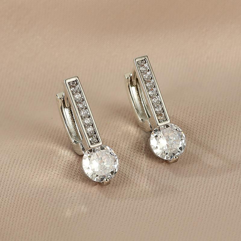 Stainless Steel Square Circle Earrings For Women  Gold Plated Zircon Hoop Earrings Trendy Aesthetic Jewelry Wedding Gift