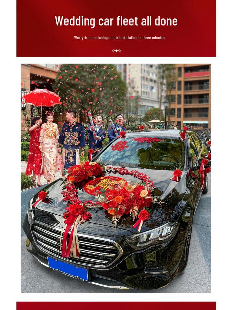 Bridal Car Decoration Set: Suction Cup Flower & Pull Flowers for Wedding Cars