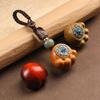Pendant Sandalwood Cat Paw Keychain Chinese Style Spin Wheel Car Keychain  Decoration