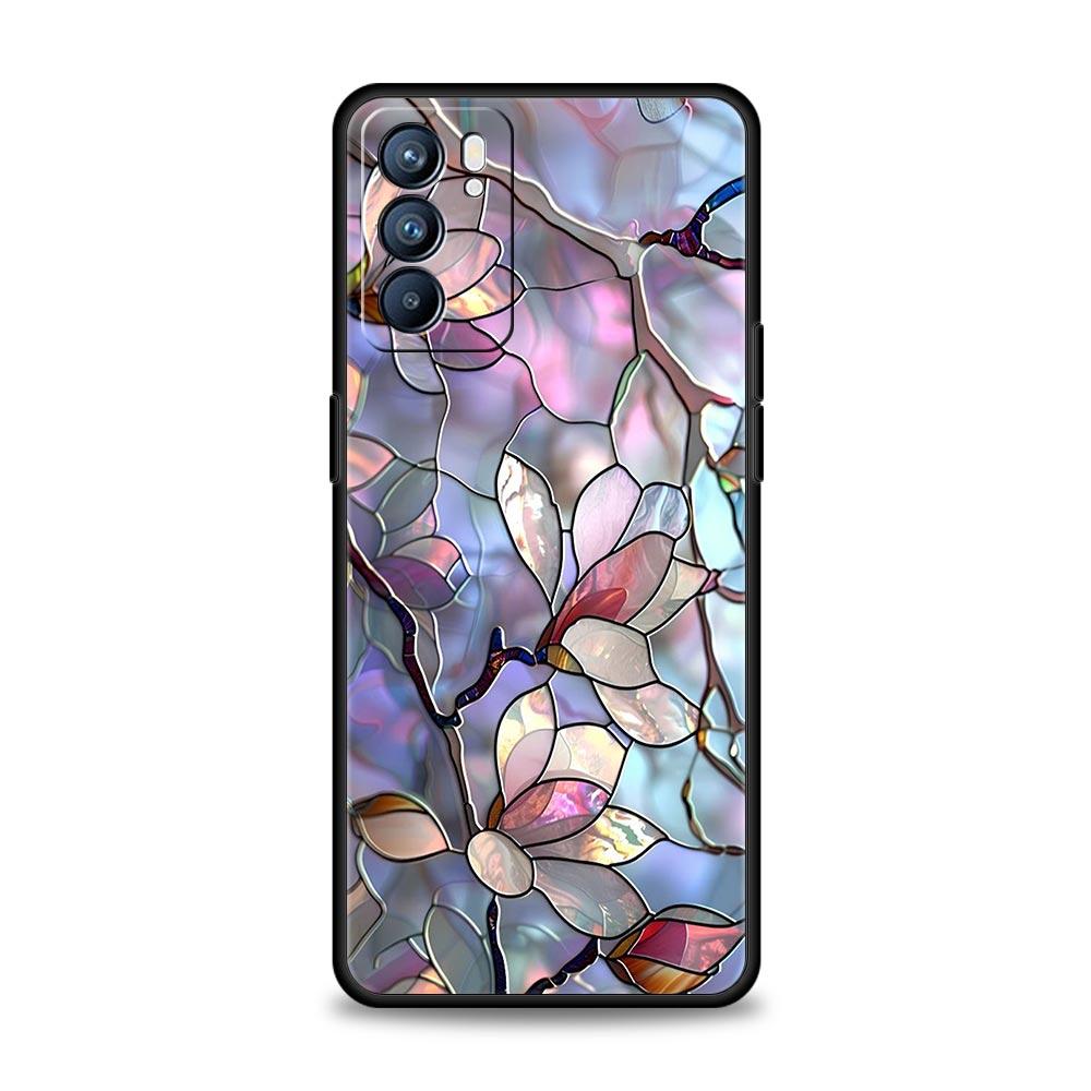 Чехол для телефона для Oppo Reno13 Reno12 Reno11 F Reno10 Pro A54 A53 A95 A76 A74 A57 A98 A80 A79 5G A78 4G Чехол Цветочный мрамор Геометрия
