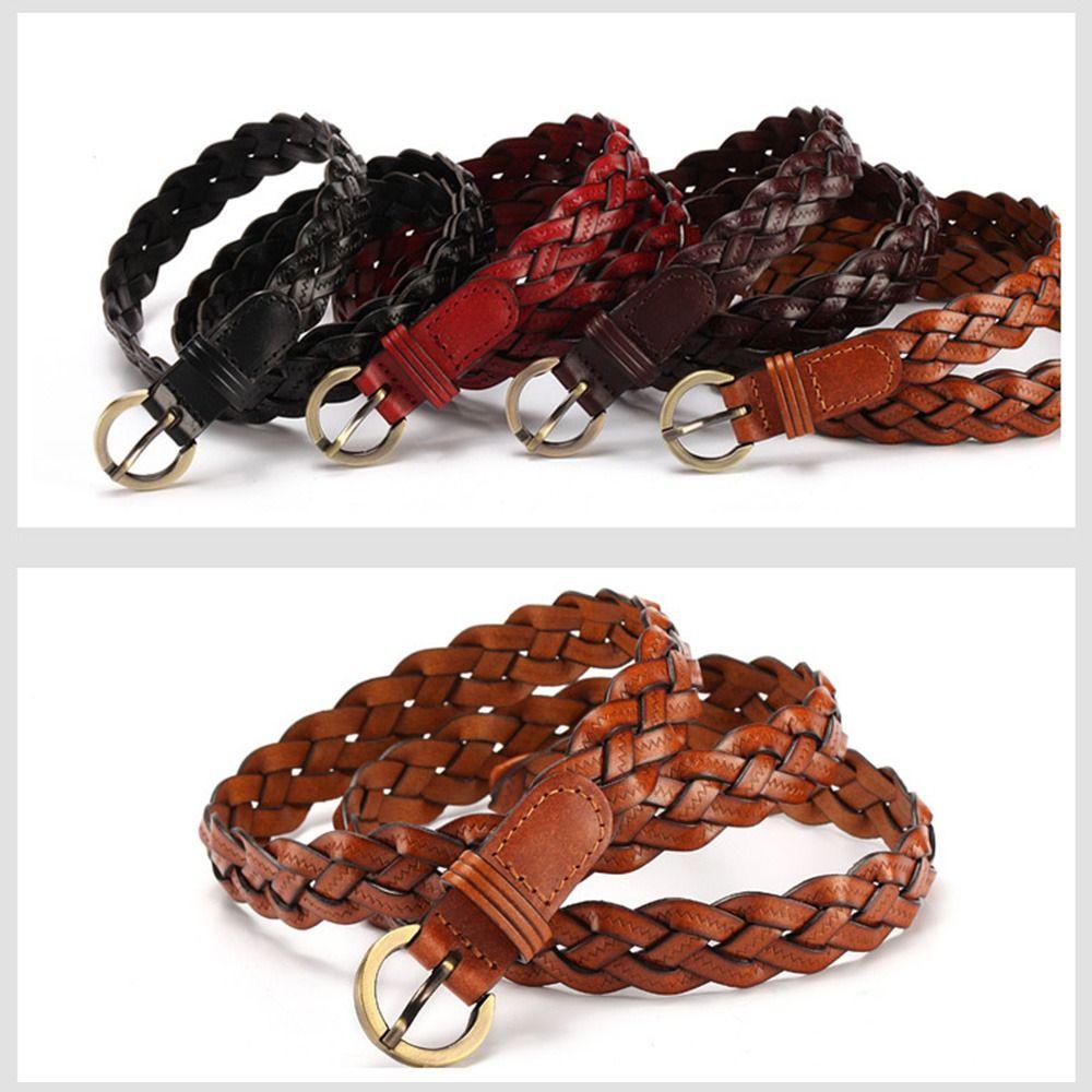 Дикий винтажный плетеный пояс из воловьей кожи, тканый пояс, женское платье, пояс с пряжкой и пряжкой