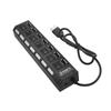 7 Ports USB Hub Splitter with On/Off Switches Long Cord for Laptop Desktop PC Computer Data Transfer