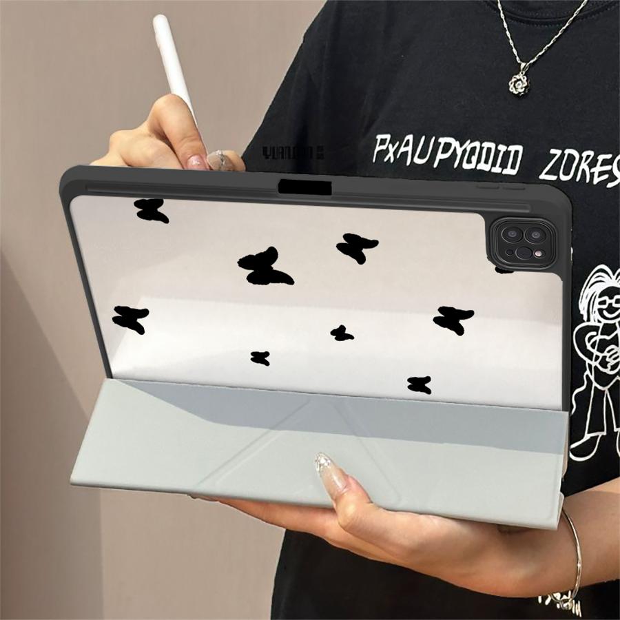 Cartoon Butterfly Flower Holder Cover Tablet Case For iPad Mini 6 7 Pro 2025 Air 4 5 M3 M2 1 2 M4 11inch Pro 11th 10th 9th 8th