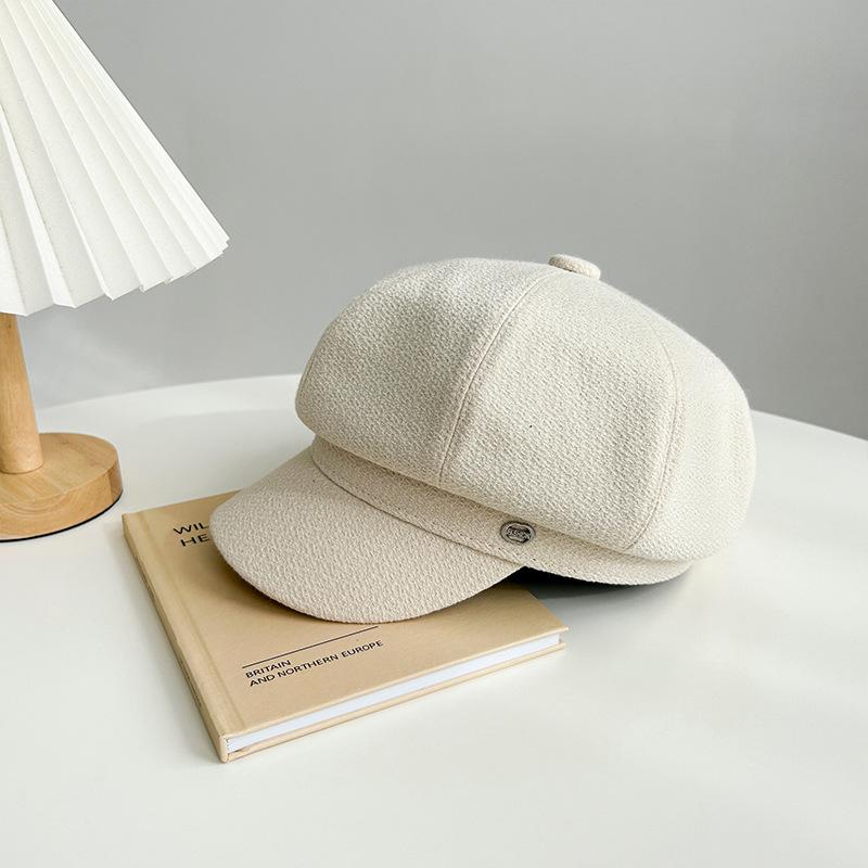 Восьмиугольная кепка для детей Ретро и универсальная Теплая кепка газетчика Ветрозащитная и подчеркивающая лицо Маленький берет для осени и зимы