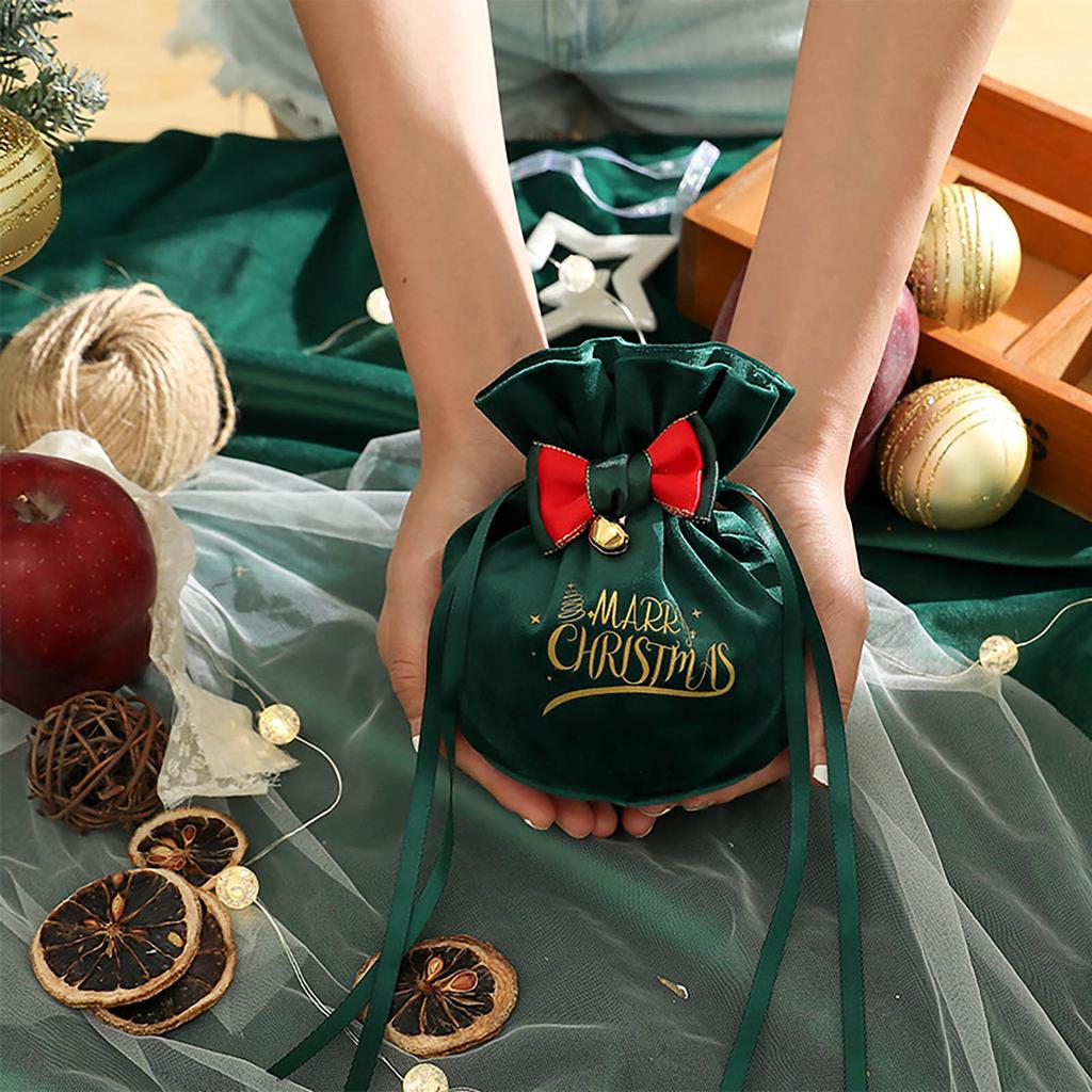 Christmas Decoration Crea-tivity Christmas Eve App-le Box Christmas Fruit Flannel Velvet Bag Bundle Mouth Handbag