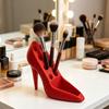 Стеллаж для хранения Декоративный органайзер в форме туфли на высоком каблуке Научное разделение Держатель для хранения Многоразовый контейнер для кистей для макияжа для туалетного столика